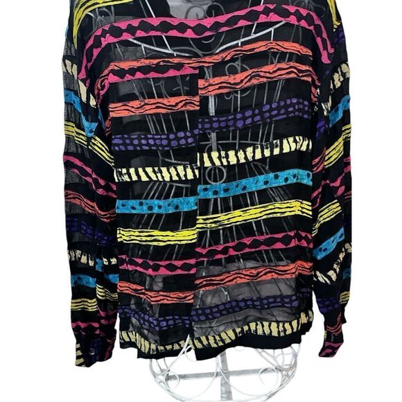 GREAT CONDITION WOMEN Chicos-Vintage Chico’s Sheer Striped Animal Print Multicol - Picture 5 of 13